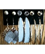 Gold Tone Hoop and Stud Earrings. 6 pairs of nice costume pierced earrin... - $17.84 CAD