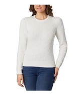 Draper James Womens Sweater Ivory Textured Crewneck Long Sleeves Relaxed... - $60.62 CAD