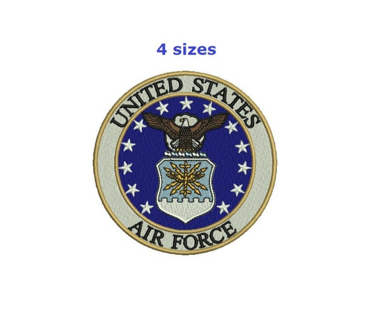 Air Force 4sizes Digitized filled Machine embroidery design Digital Download