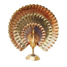 Handcrafted Brass Peacock Showpiece Dancing Peacock Figurine Home Decor Statue S - £22.88 GBP