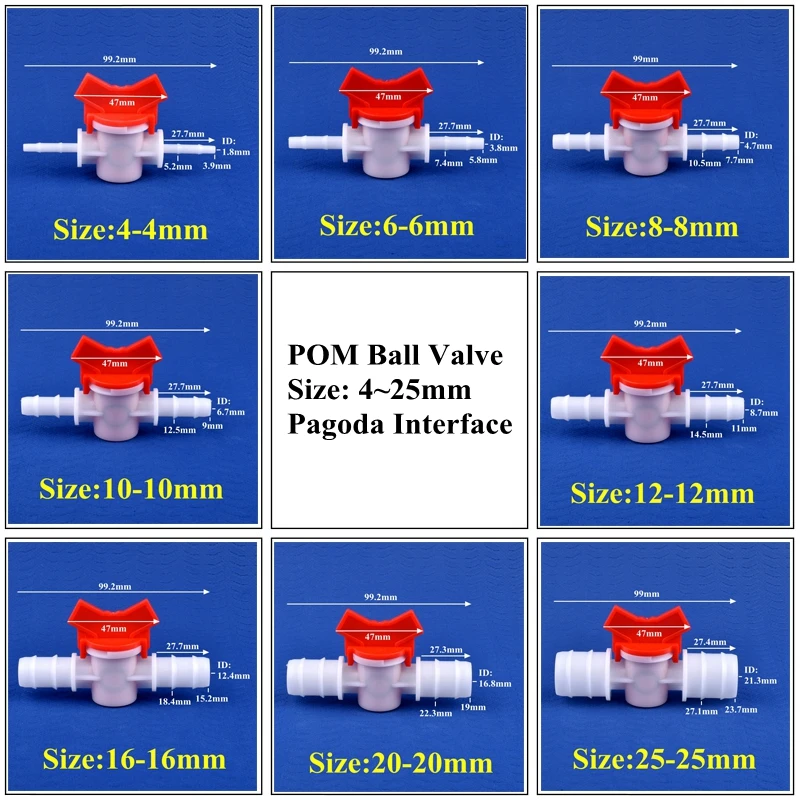 House Home 1~50pcs 4~25mm POM Ball Valve Drip Irrigation System Hose Pagoda Join - £19.28 GBP