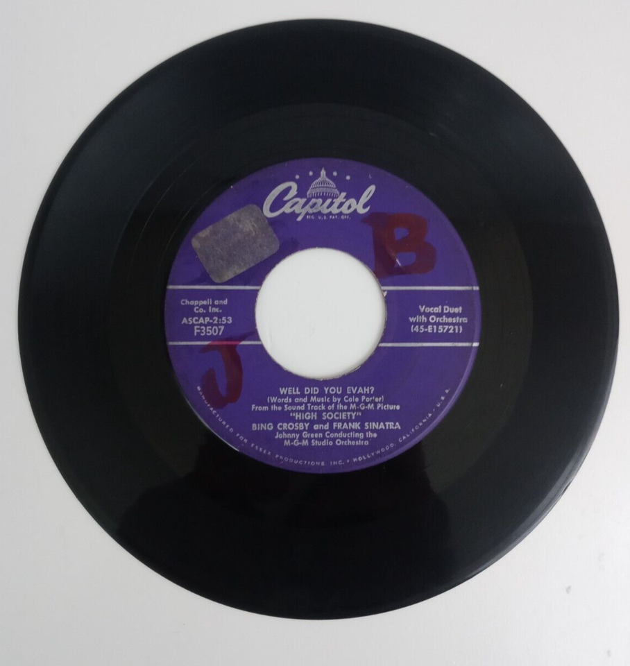 Bing Crosby &amp; Frank Sinatra Well Did You Evah/ True Love High Society 45... - $3.95