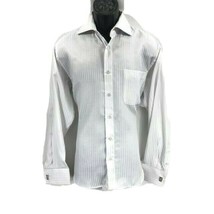 Karl Knox Men&#39;s Dress Shirt Lavender White Striped Cufflinks Size 15.5 3... - $17.99