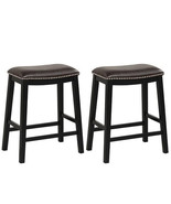 26 Inch Counter Height Bar Stool Set of 2 with Upholstered Seat-Brown - ... - $131.42