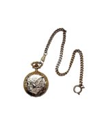 Helbros Quartz Pocket Watch Japan Eagle Front Cover - $21.78