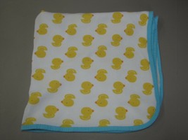 Gerber White Yellow Aqua Blue Thermal Cotton Waffle Weave Duck Baby Blanket  - £30.92 GBP