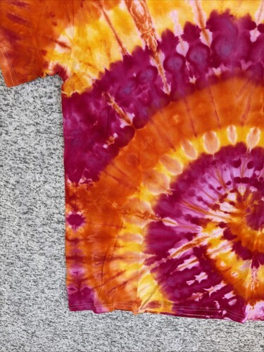 NEW Gilden Women’s Pink Yellow Orange Spiral Tie Dye Short Sleeve Shirt MEDIUM Item image 4