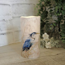 Blue Heron Candle Blue Crane LED Pillar Candle Blue Egret Decor Blue Heron Light - £25.18 GBP