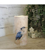 Blue Heron Candle Blue Crane LED Pillar Candle Blue Egret Decor Blue Her... - £25.07 GBP