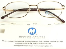 NEW MODERN OPTICAL WAYNE SHINY GOLD EYEGLASSES GLASSES METAL FRAME 50-17... - €17,08 EUR
