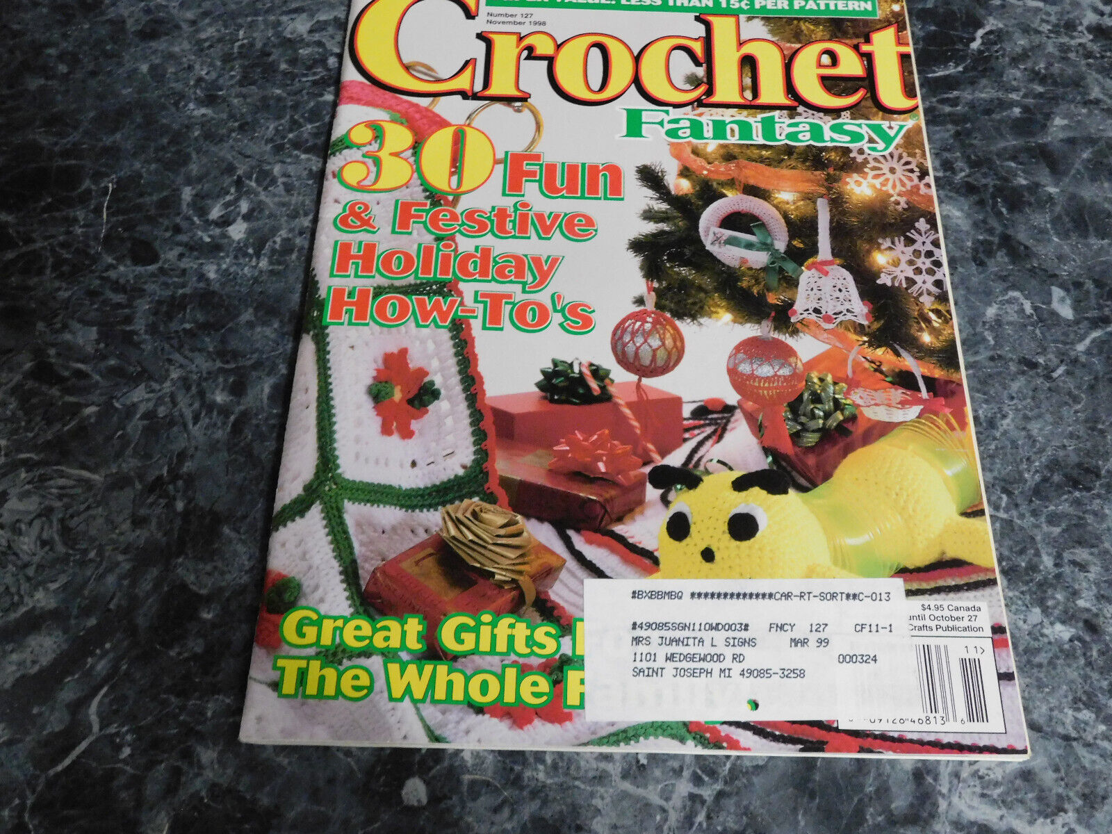 Crochet Fantasy Magazine No 127 November 1998 Christmas Chevron - £2.34 GBP