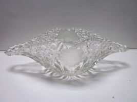 VINTAGE LARGE CUT LEAD CRYSTAL GLASS SUNFLOWER DESIGN ODD SHAPED SERVING... - $9.99