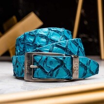Olivieri Genuine Pirarucu Exotic Belt Caribbean Blue image 4