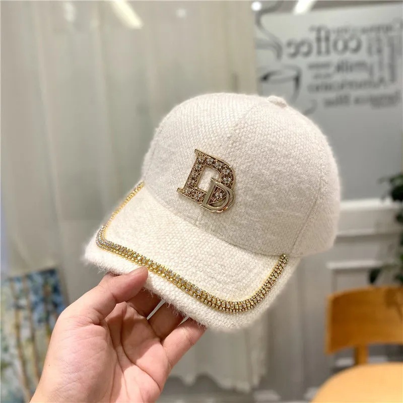 Women's Hat Double D Rhinestone Claw Chain Baseball Cap Autumn And Winter Leisur