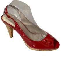 BCBG Paris Shoes Heels HALONA Patent Peep-Toe Slingback Red  Women&#39;s Siz... - £25.23 GBP