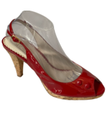 BCBG Paris Shoes Heels HALONA Patent Peep-Toe Slingback Red  Women&#39;s Siz... - £24.67 GBP