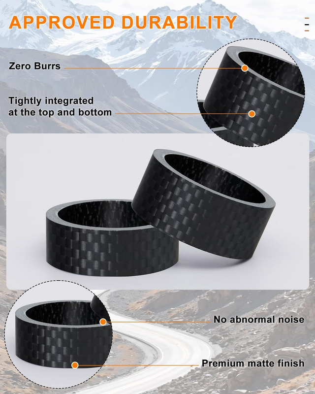 8PCS Carbon Fiber Headset Spacers, Matte Finish, Lightweight and Precision, Fits Item image 4
