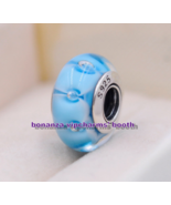925 Sterling Silver Handmade Glass Lampwork Sky Blue Murano Glass Charm ... - $6.60