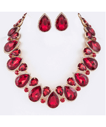 Red Crystal Iconic Teardrop Collar Set - £35.66 GBP