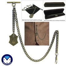 Albert Chain Bronze Pocket Watch Chain for Men Letter Initial K Fob T Bar AC86 - £9.83 GBP+