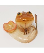Ukranian Frog On a Lily Pad w Reeds Figurine Hand-painted Odessa Paperwe... - £60.86 GBP