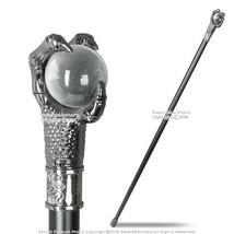 Crystal Ball Wizard&#39;s Scrying Stick w/ Zinc/Glass Handle and 36.5&quot; Metal Cane - £18.18 GBP
