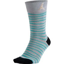 Jordan Mens Sneaker Crew Socks, Small, Grey/Sea Green/Black - $25.39