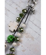 Skull Beaded Howlite Crystal Day of the Dead Purse Charm Keychain Green ... - $15.14