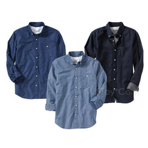 NWT Men Slim-Fit Long Sleeve Shirts Navy Stripes/Light Blue/Denim Style Top S-XL - £27.86 GBP