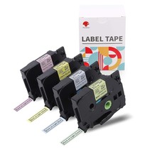 P3100 12Mm Black On Pink/Yellow/Blue/Green Semi-Transparent Laminated Label Tape - £9.58 GBP