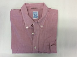 Mens Brooks Brothers Cotton Dress Shirt XL Relaxed Fit Cotton Red White ... - $9.95