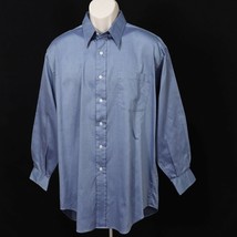 Nautica Mens Super 100&#39;s Dress Shirt 16.5 - 32/33 Button Front Blue Sheen - £10.17 GBP