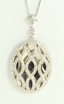 18k White Round Pave Diamond Pendant On An Elegant Chain (1.59 Ct G Vs Clarity) - £2,029.94 GBP