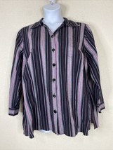 Liz &amp; Me Womens Plus Size 1X Purple Striped Pocket Button Up Shirt Long ... - £11.34 GBP