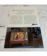 Vintage 1963 Advertising Art Print Ad Zenith Color TV Set Handcrafted Qu... - £7.77 GBP