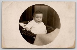 RPPC Sweet Faced Baby In Buggy Stroller Carriage Postcard Q24 - £5.46 GBP