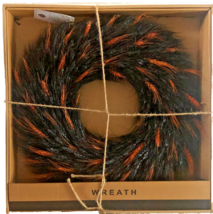 Martha Stewart Halloween Dried Wheat Wreath Indoor 18&quot; Black Orange Autu... - $73.47