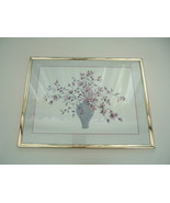 C. Winterle Olson pink flowers in vase watercolor printed matted framed  - $34.94