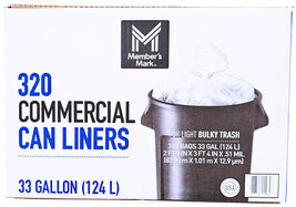 Member's Mark 33 Gallon Commercial Can Liners 320 Count - $49.48