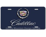 Cadillac Wreath Inspired Art on Navy Blue FLAT Aluminum Novelty License ... - $17.99