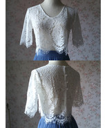 White Half Sleeve Lace Top Bridesmaid Plus Size Lace Crop Top - £36.75 GBP