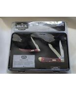 Set of 2 Buck 382 Trapper 385 Toothpick Combo Knife Collector Tin Red NEW - $50.90