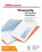 Office Depot 10 Security Left Window Envelopes 4 1/8&quot; x 9 1/2&quot; (634-008) - £31.09 GBP