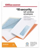 Office Depot 10 Security Left Window Envelopes 4 1/8&quot; x 9 1/2&quot; (634-008) - $55.54 CAD