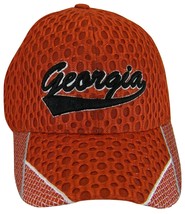 Georgia Men&#39;s Summer Mesh Curved Brim Adjustable Baseball Cap Red/Black - £12.01 GBP