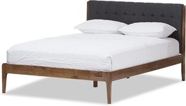Baxton Studio Denise Mid-Century Wood Platform Bed, Queen, Dark Grey/Medium - £417.62 GBP