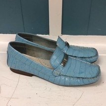 Lauren Ralph Lauren Suzie Embossed Croc Leather Loafers Slip On Flats Bl... - $53.46