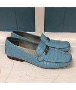 Lauren Ralph Lauren Suzie Embossed Croc Leather Loafers Slip On Flats Bl... - $53.46