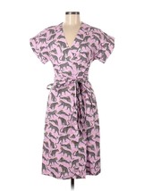 NWT J.Crew Short Sleeve Wrap in Pink Ratti Cheetah Cotton Dress 6 - £71.67 GBP