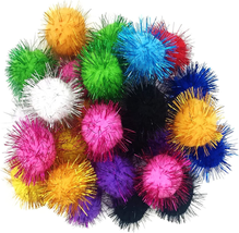 MYYZMY 60 Pcs Cat Balls Toys, 1.8 Inch Sparkle Balls, Tinsel Glitter Pom... - £10.27 GBP